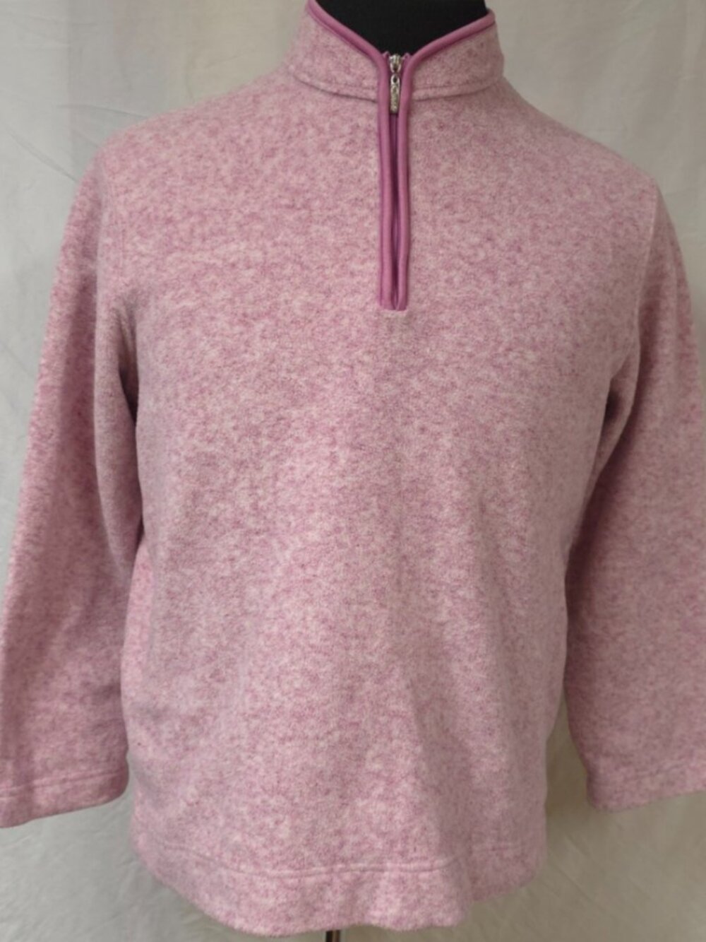 Catalina Womens Large 12/14 Pink Pearl  1/4 Zip Fleece Pullover Sweater Jacket